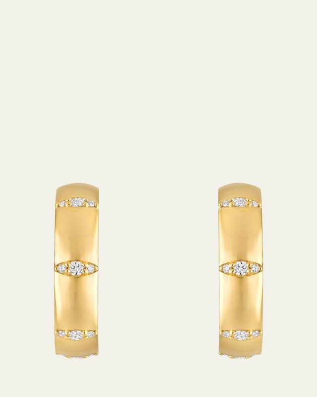 18K Yellow Gold Veda Hoop Earrings with Diamonds
